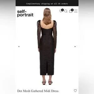 self-portrait DotMeshGathered Midi Dress